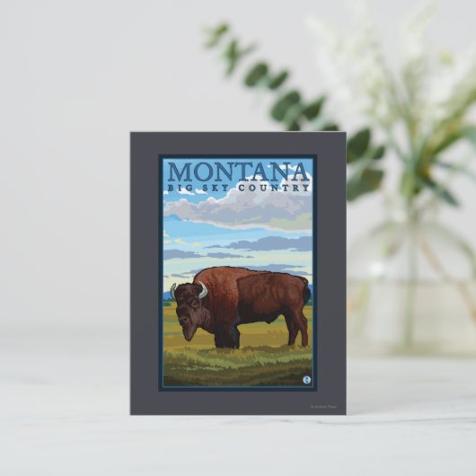 MontanaBison Vintage Travel Poster Briefkaart (Staand voorkant)