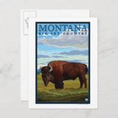 MontanaBison Vintage Travel Poster Briefkaart (Voorkant / Achterkant)