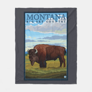 MontanaBison Vintage Travel Poster Fleece Deken