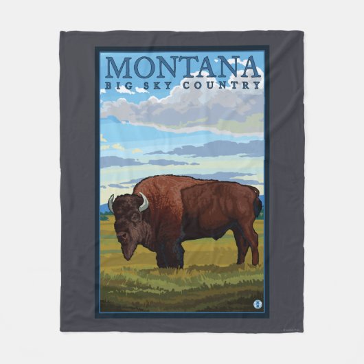 MontanaBison Vintage Travel Poster Fleece Deken (Voorkant)