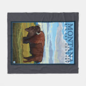 MontanaBison Vintage Travel Poster Fleece Deken (Voorkant (Horizontaal))