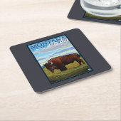 MontanaBison Vintage Travel Poster Kartonnen Onderzetters (Schuin)