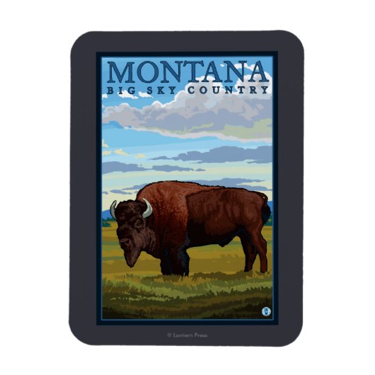 MontanaBison Vintage Travel Poster Magneet (Verticaal)