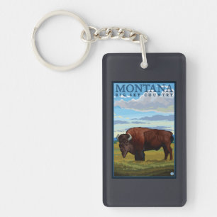 MontanaBison Vintage Travel Poster Sleutelhanger
