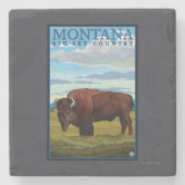 MontanaBison Vintage Travel Poster Stenen Onderzetter (Voorkant)