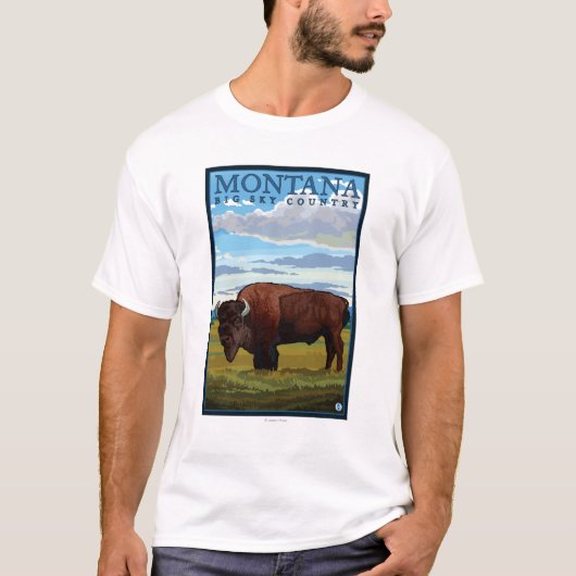 MontanaBison Vintage Travel Poster T-shirt (Voorkant)