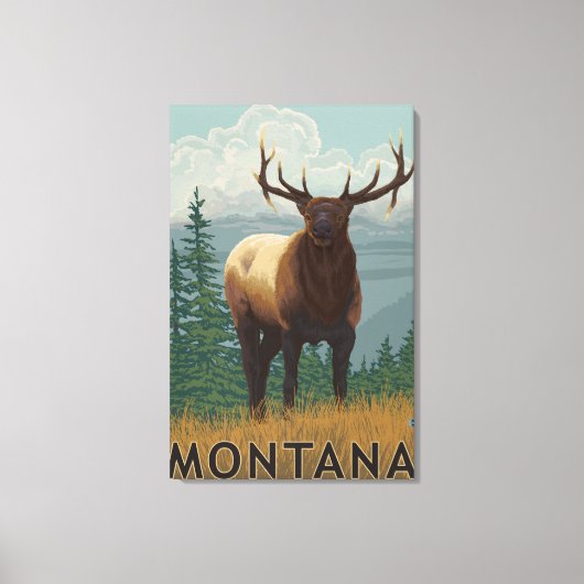 MontanaElk Scene Canvas Afdruk (Voorkant)