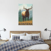 MontanaElk Scene Canvas Afdruk (Insitu (Slaapkamer))