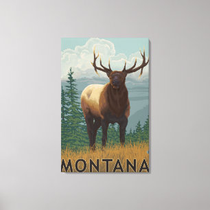 MontanaElk Scene Canvas Afdruk