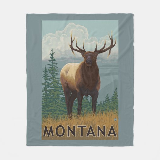 MontanaElk Scene Fleece Deken (Voorkant)