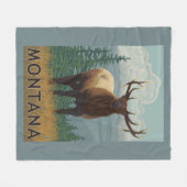 MontanaElk Scene Fleece Deken (Voorkant (Horizontaal))