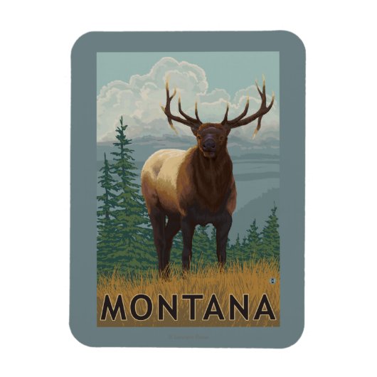 MontanaElk Scene Magneet (Verticaal)