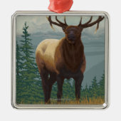 MontanaElk Scene Metalen Ornament (Voorkant)