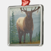 MontanaElk Scene Metalen Ornament (Links)