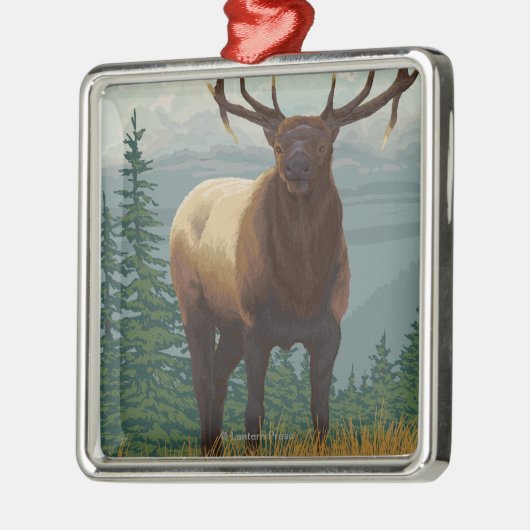 MontanaElk Scene Metalen Ornament (Links)