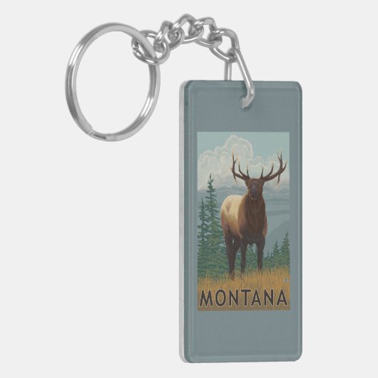 MontanaElk Scene Sleutelhanger (Voorkant Links)
