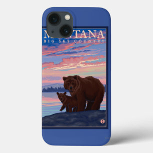 MontanaMomma Beer en Cub Vintage Travel iPhone 13 Hoesje