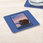 MontanaMomma Beer en Cub Vintage Travel Kartonnen Onderzetters (Schuin)