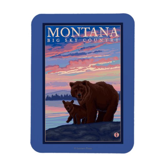 MontanaMomma Beer en Cub Vintage Travel Magneet (Verticaal)