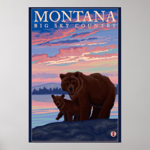 MontanaMomma Beer en Cub Vintage Travel Poster