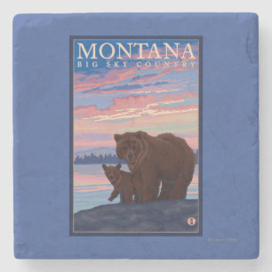 MontanaMomma Beer en Cub Vintage Travel Stenen Onderzetter
