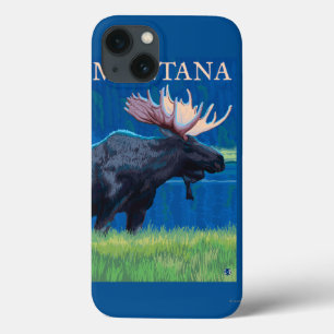 MontanaMoose Vintage Travel Poster iPhone 13 Hoesje