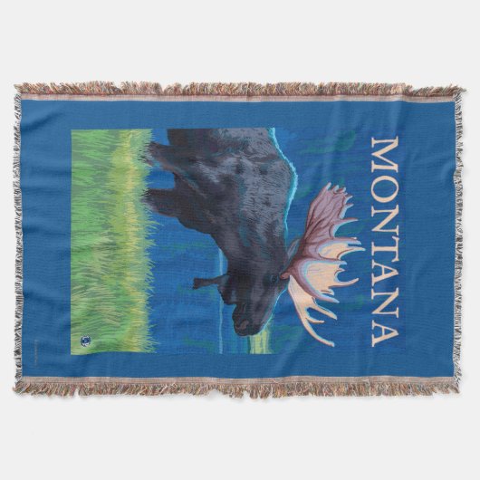 MontanaMoose Vintage Travel Poster Deken (Voorkant)