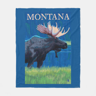 MontanaMoose Vintage Travel Poster Fleece Deken