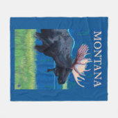 MontanaMoose Vintage Travel Poster Fleece Deken (Voorkant (Horizontaal))