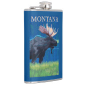 MontanaMoose Vintage Travel Poster Heupfles (Rechts)