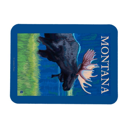 MontanaMoose Vintage Travel Poster Magneet (Horizontaal)