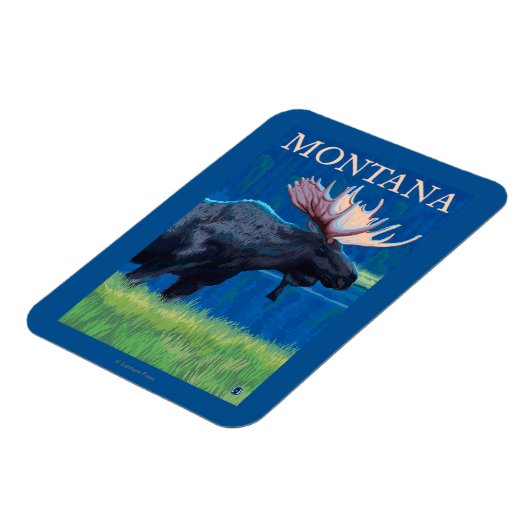 MontanaMoose Vintage Travel Poster Magneet (Linkerzijde)