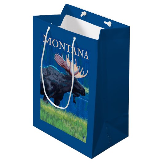 MontanaMoose Vintage Travel Poster Medium Cadeauzakje (Voorkant Gekanteld)