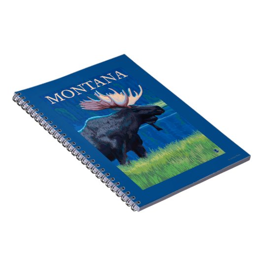 MontanaMoose Vintage Travel Poster Notitieboek (Rechterzijde)
