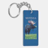 MontanaMoose Vintage Travel Poster Sleutelhanger (Voorkant Links)
