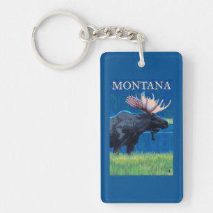 MontanaMoose Vintage Travel Poster Sleutelhanger