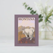 MontanaMountain Goat Vintage Travel Poster Briefkaart (Staand voorkant)
