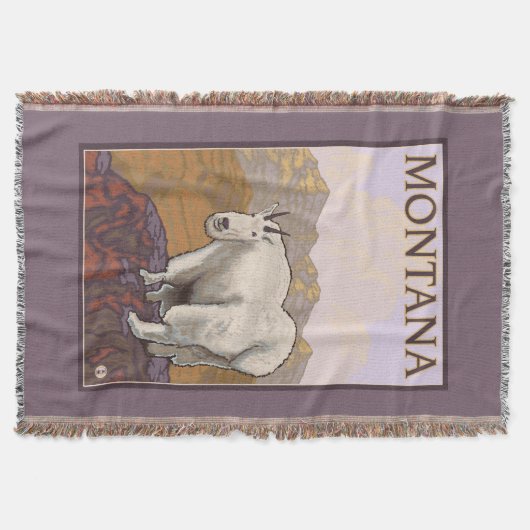MontanaMountain Goat Vintage Travel Poster Deken (Voorkant)