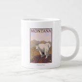 MontanaMountain Goat Vintage Travel Poster Grote Koffiekop (Rechts)