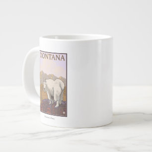 MontanaMountain Goat Vintage Travel Poster Grote Koffiekop