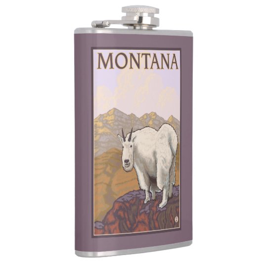 MontanaMountain Goat Vintage Travel Poster Heupfles (Rechts)