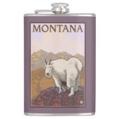 MontanaMountain Goat Vintage Travel Poster Heupfles (Voorkant)