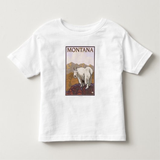 MontanaMountain Goat Vintage Travel Poster Kinder Shirts (Voorkant)
