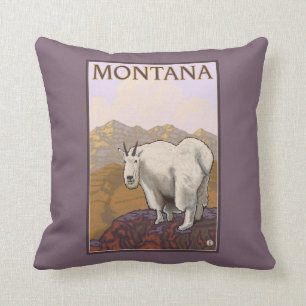 MontanaMountain Goat Vintage Travel Poster Kussen