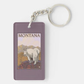 MontanaMountain Goat Vintage Travel Poster Sleutelhanger (achterkant)