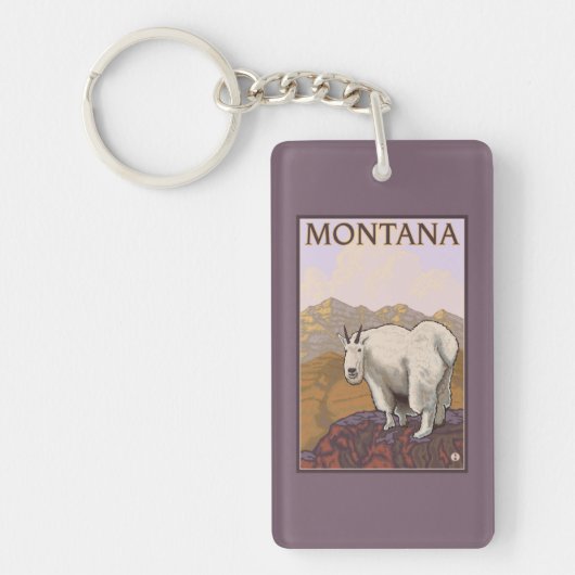 MontanaMountain Goat Vintage Travel Poster Sleutelhanger (Voorkant)