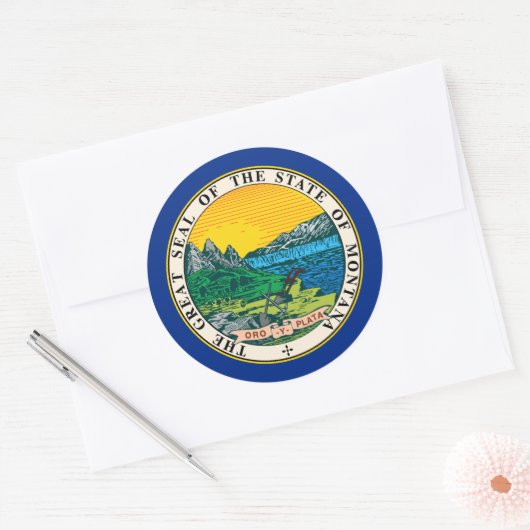 Montanan Seal, Montana Ronde Sticker (Envelop)