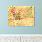 MontanaPanoramic MapMontana Canvas Afdruk (Insitu (Houten vloer))