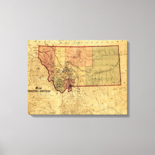 MontanaPanoramic MapMontana Canvas Afdruk