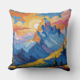 Montañas al amanecer con resplandor kussen